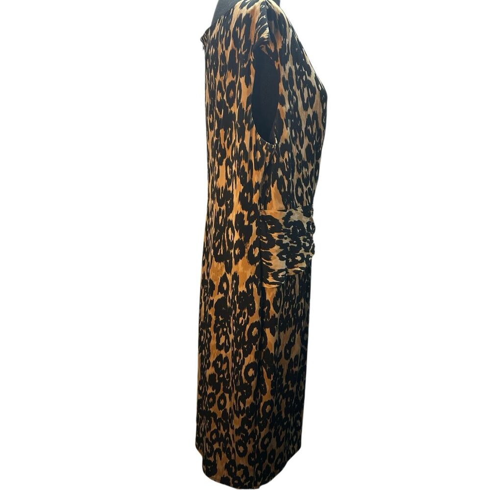 Anne Klein Women's Plus 16W Leopard Print Faux Wrap Sheath Dress Cap Sleeve - Picture 2 of 9